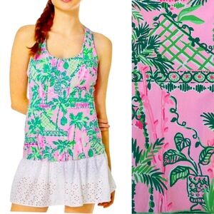 LILLY PULITZER SPF 50 Luxletic Sport Bra Tank Top Tropical Mandevilla Size M